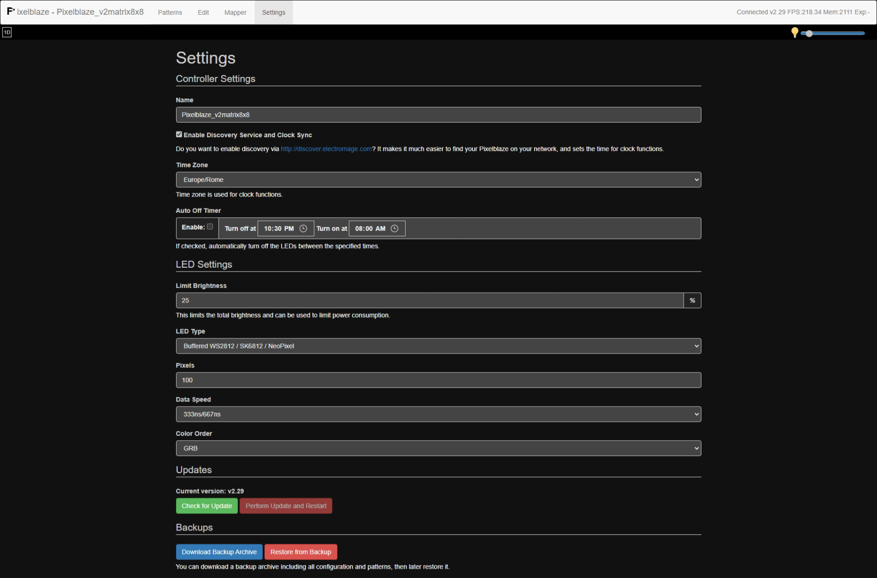 Settings tab v2